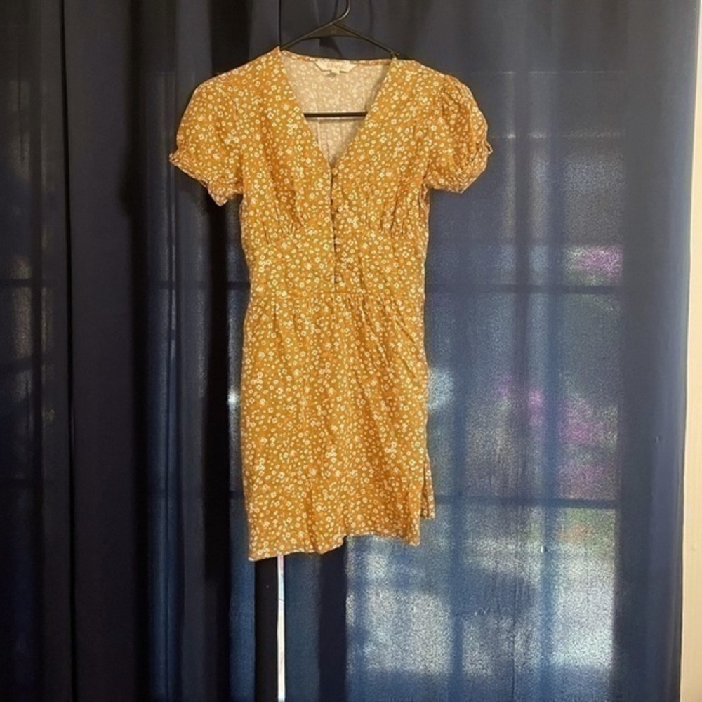 Mustard yellow floral dress